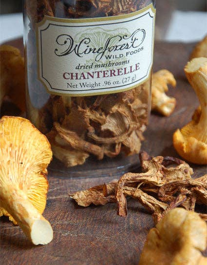 Dried Chanterelle Mushrooms from Wild Forest enhance dishes with rich, earthy flavors sourced from Oregon.