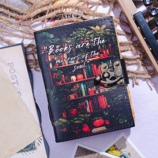 Handcrafted Leather Journal Notebook With Book Lover Print Quote Gift For Writers