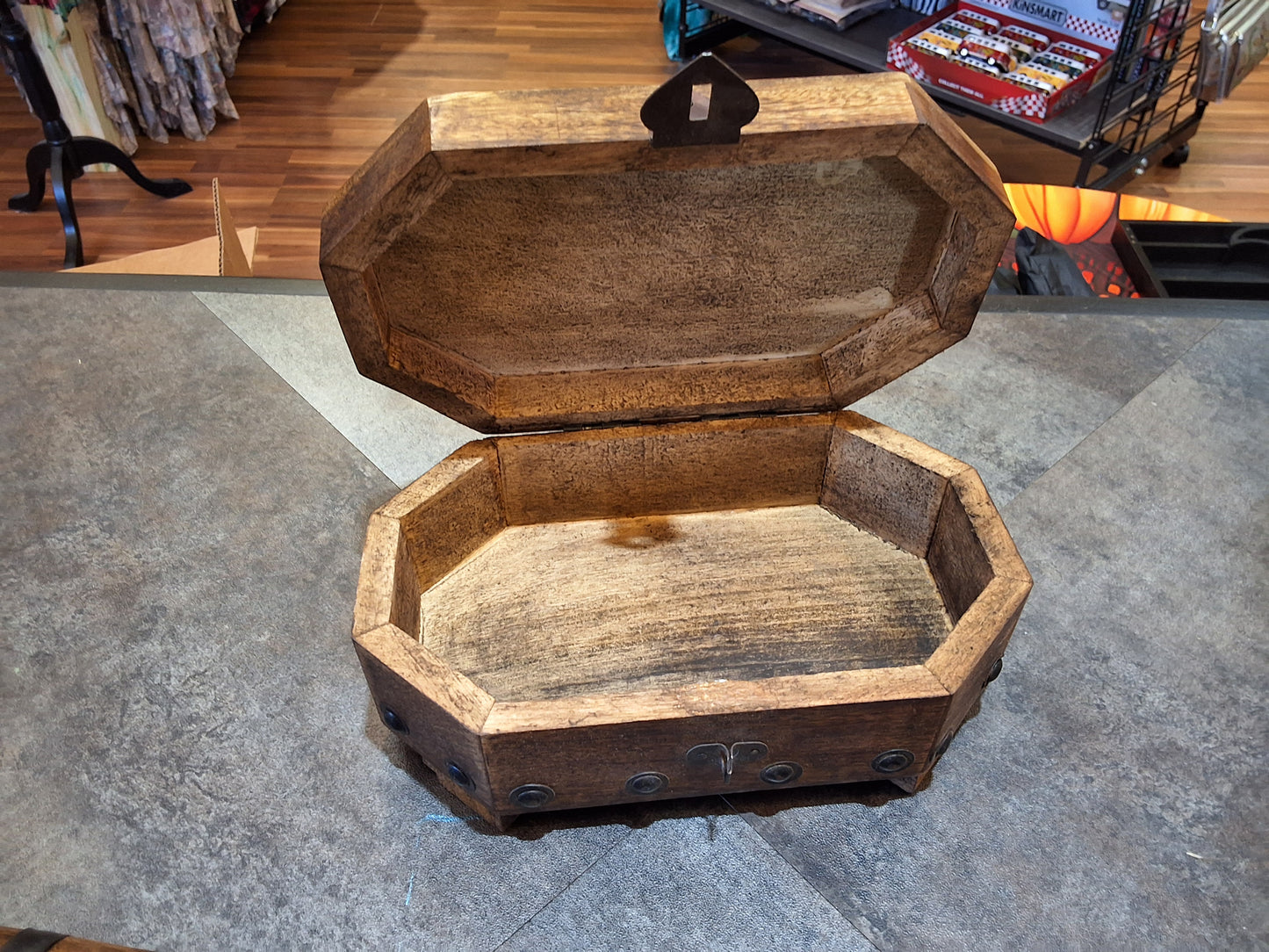 Wooden Multi Sided Treasure Box for Secret Keepsakes