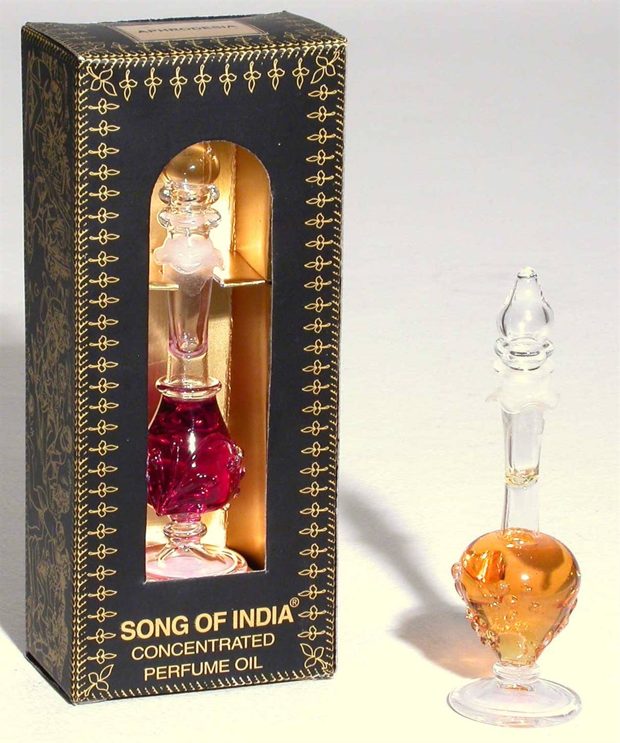 Amber Perfume Oil - Fancy Handblown Glass Bottle showcased in luxurious packaging, perfect for indulging your senses.