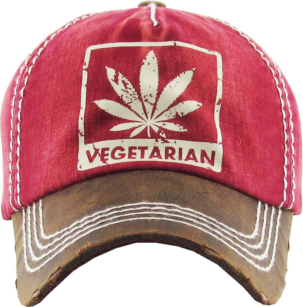 MARIJUANA LEAF VEGETERIAN VINTAGE BALLCAP