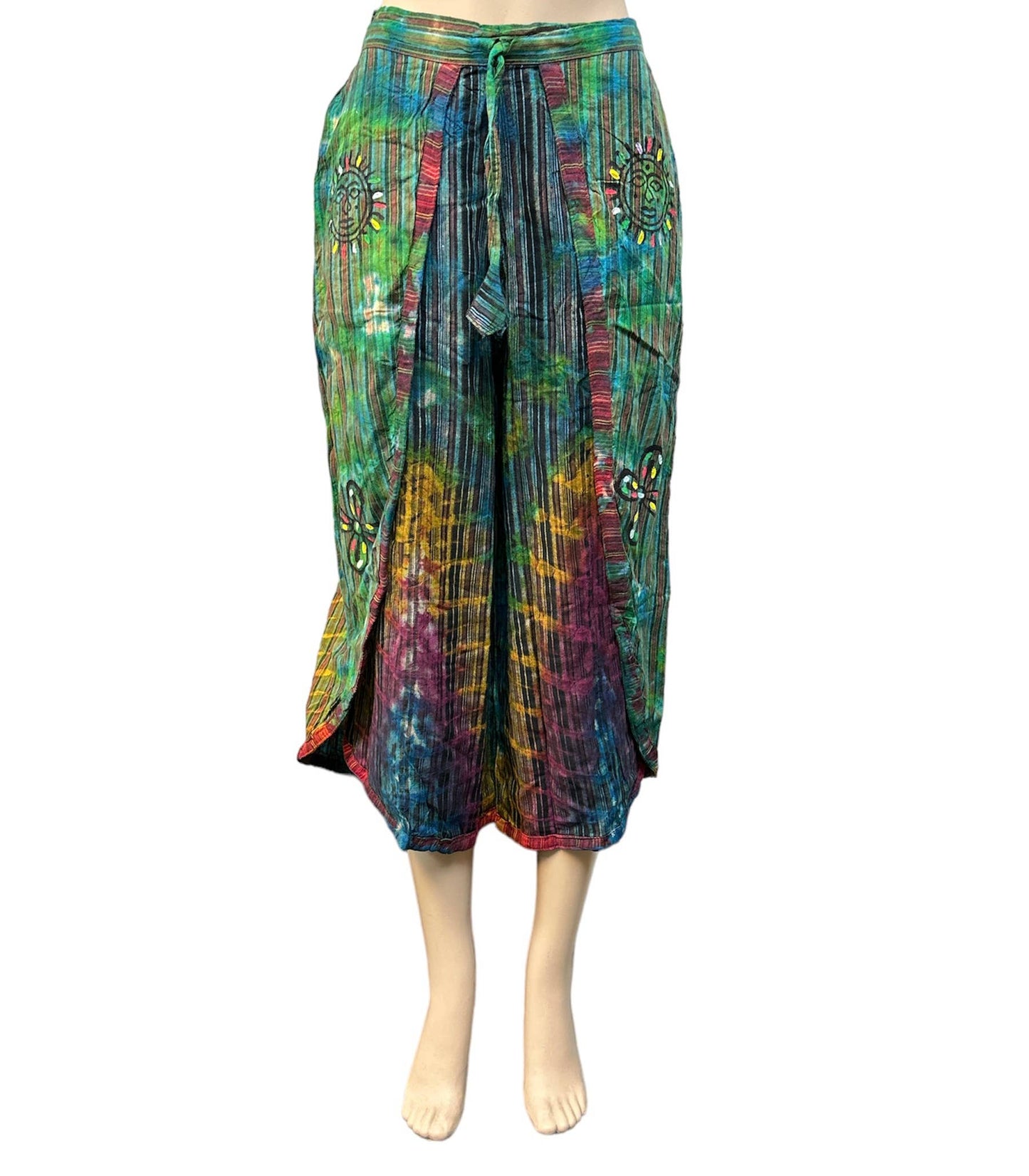 Tie Dye Warp Draw String Skirt/Capris - D171
