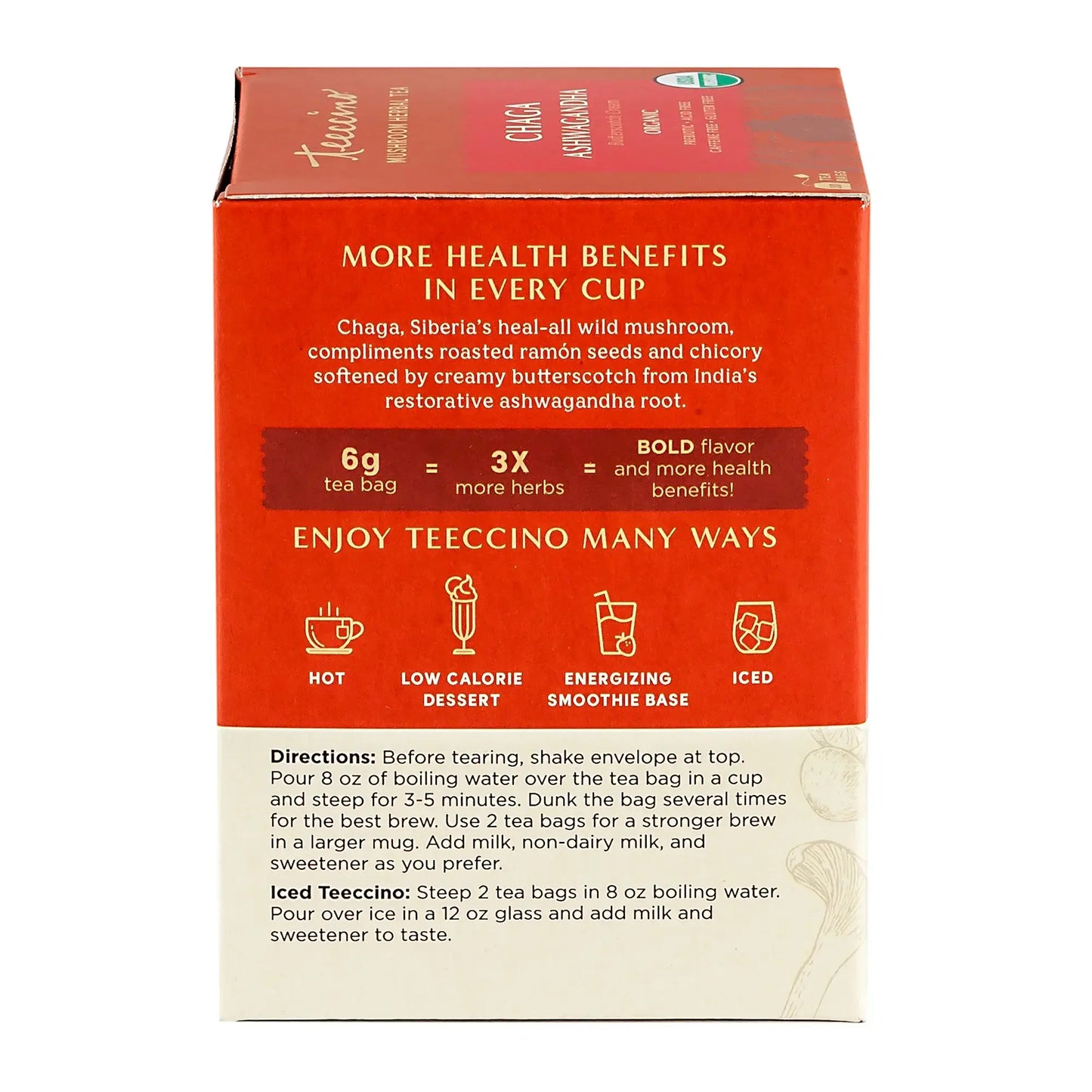 Chaga Ashwagandha Mushroom Herbal Tea