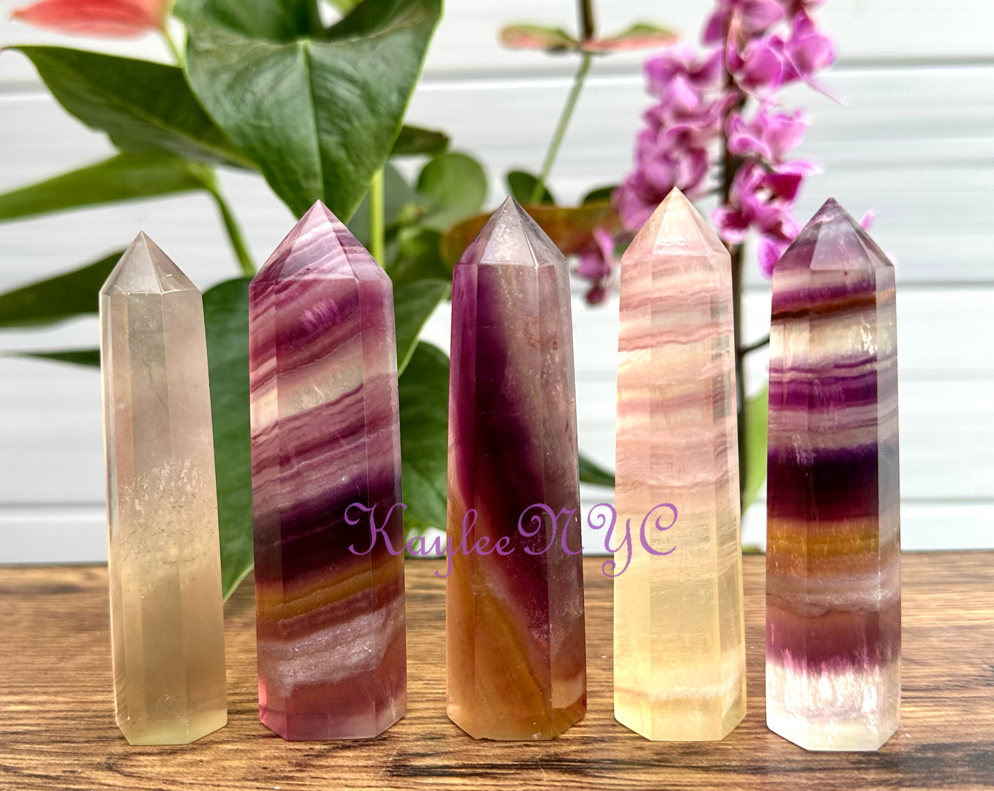 Natural Rainbow Fluorite Obelisk Tower Point Crystal