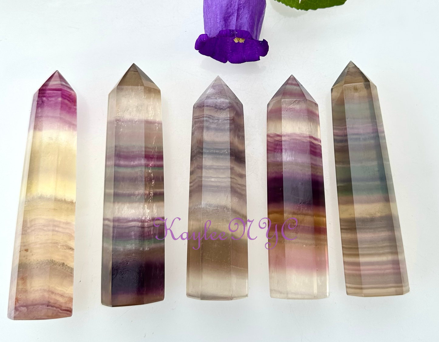 Natural Rainbow Fluorite Obelisk Tower Point Crystal