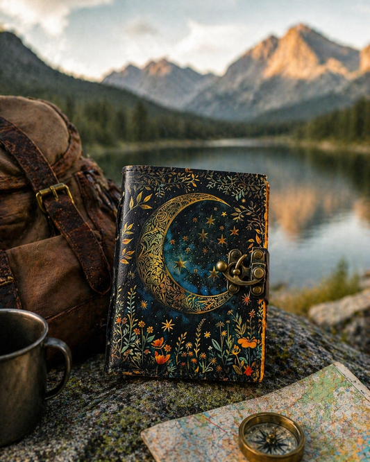 Moon Phase Leather Journal Grimoire Book Of Shadow Vintage Witchcraft Notebook