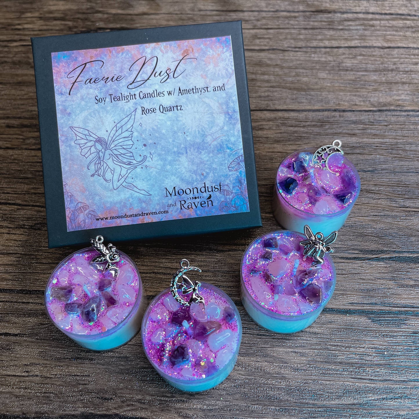Faerie Dust Tealight Crystal Candles, Ritual Candles