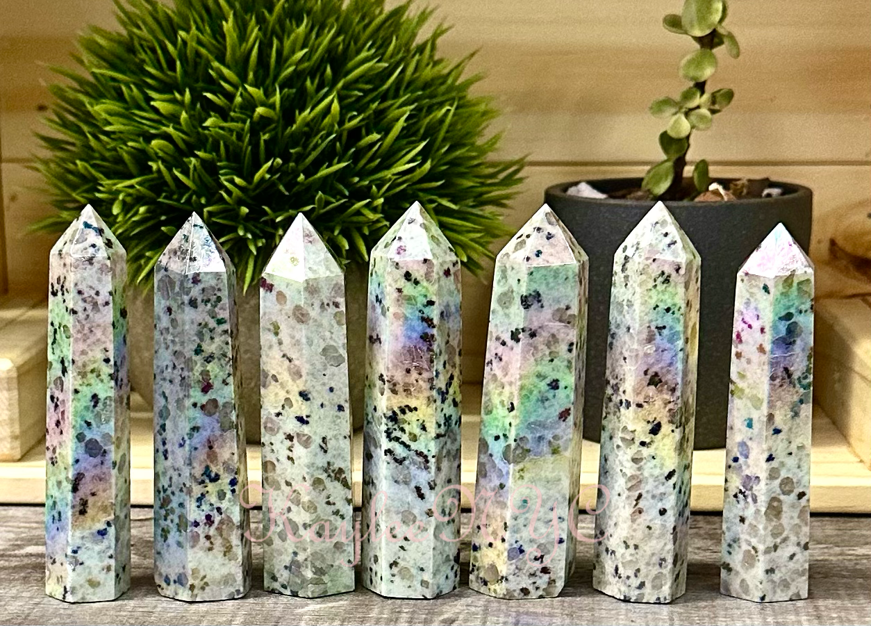 1 Lb Aura Kiwi Jasper Obelisk Tower Crystal Point