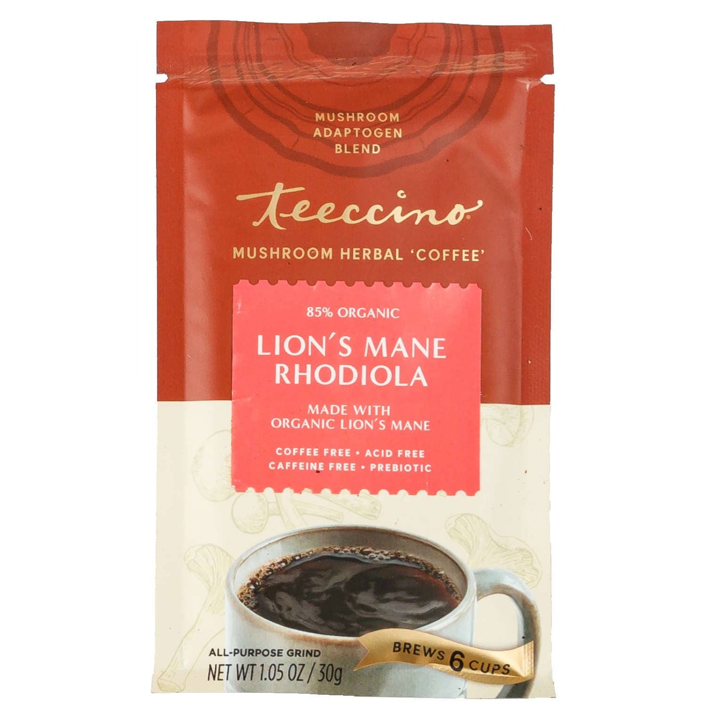 Lion's Mane Rhodiola Rose Mushroom Herbal Coffee-85% Organic