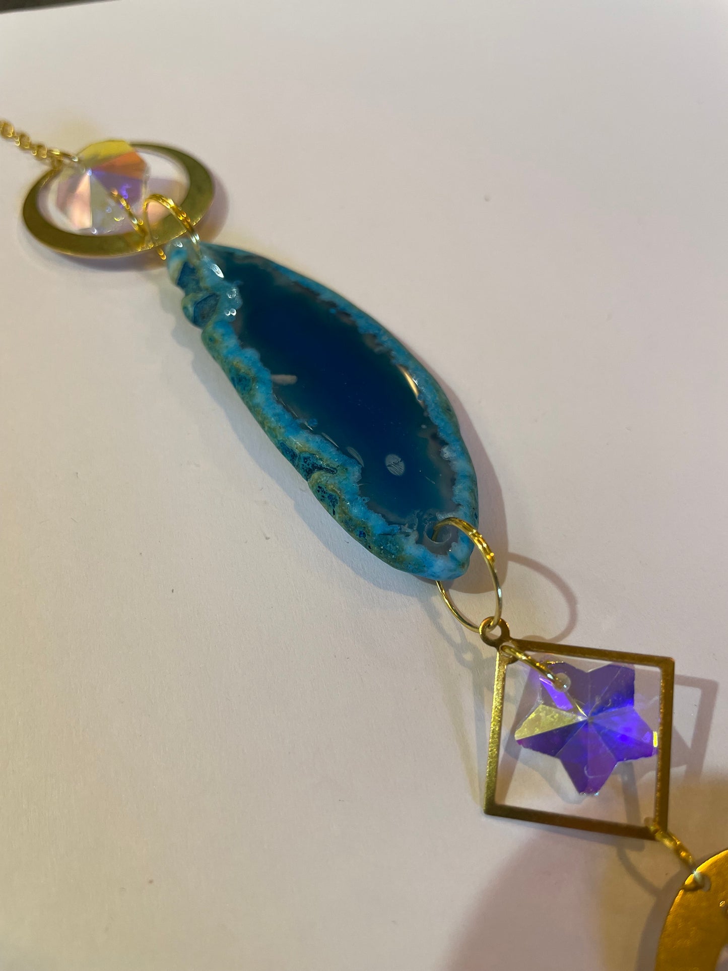 Crystal Sun Catchers With Prism Pendants Agate Slices