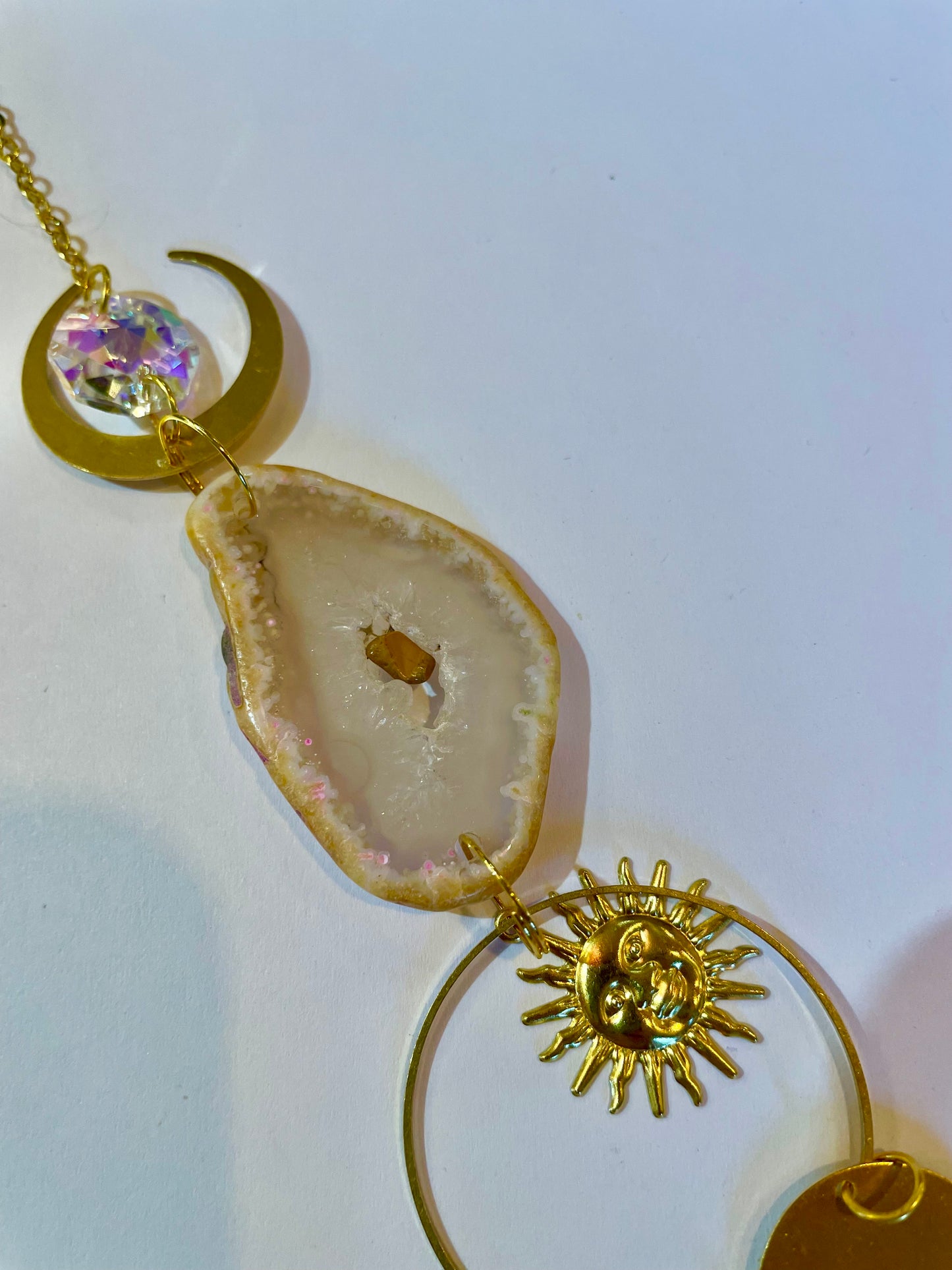 Crystal Sun Catchers With Prism Pendants Agate Slices