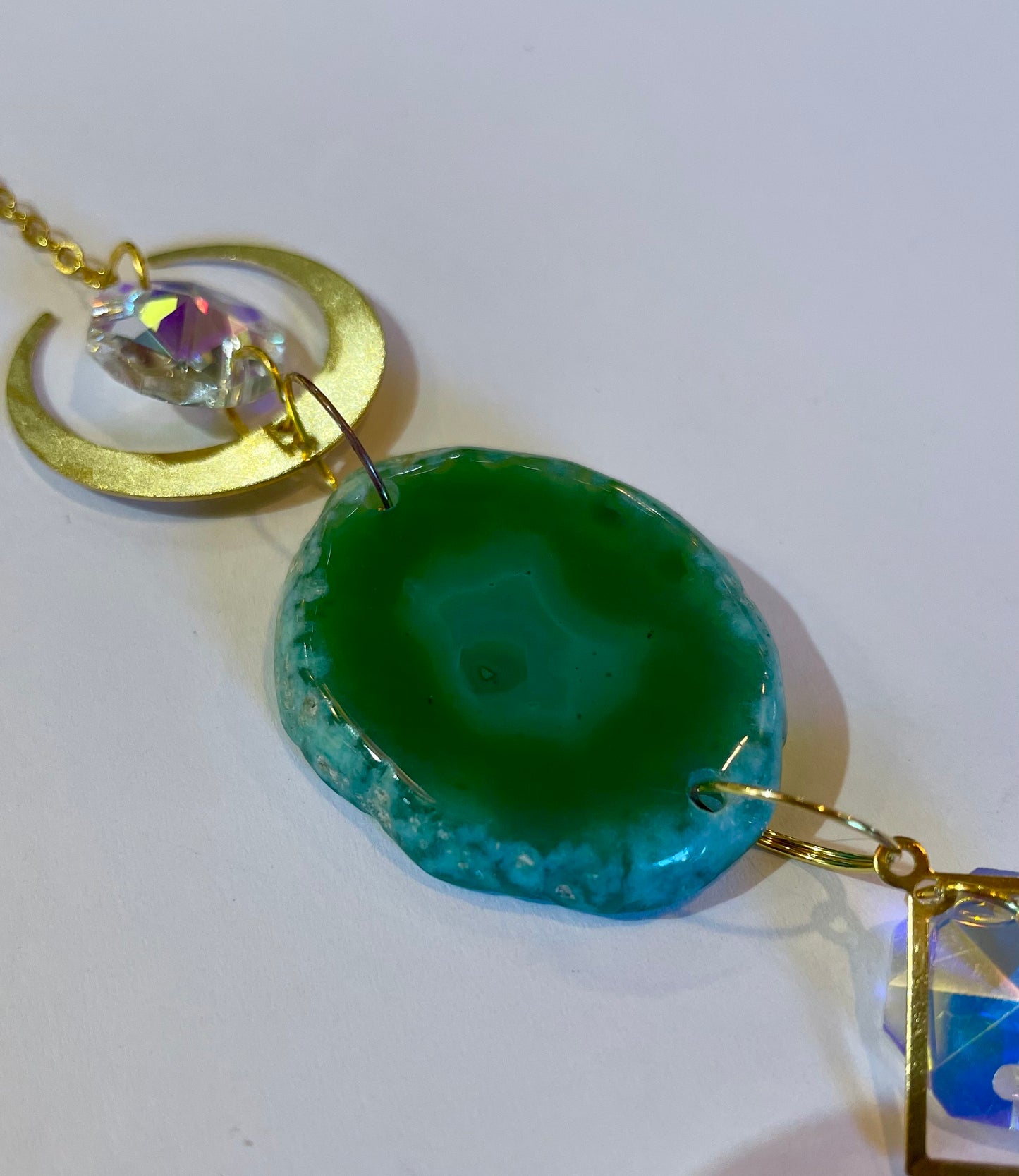 Crystal Sun Catchers With Prism Pendants Agate Slices