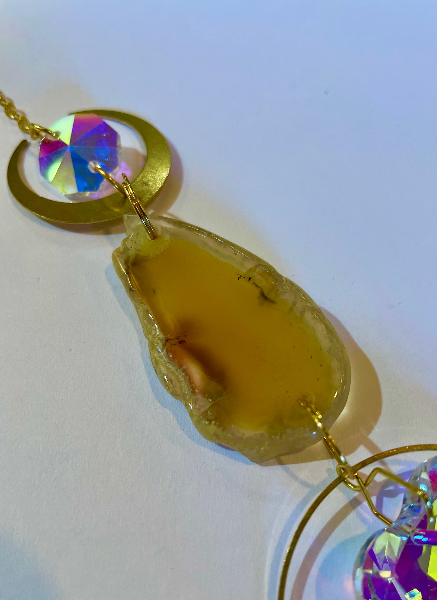 Crystal Sun Catchers With Prism Pendants Agate Slices