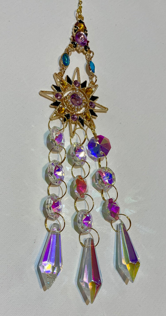 Sun and Moon Crystal Glass Suncatchers Rainbow Colors