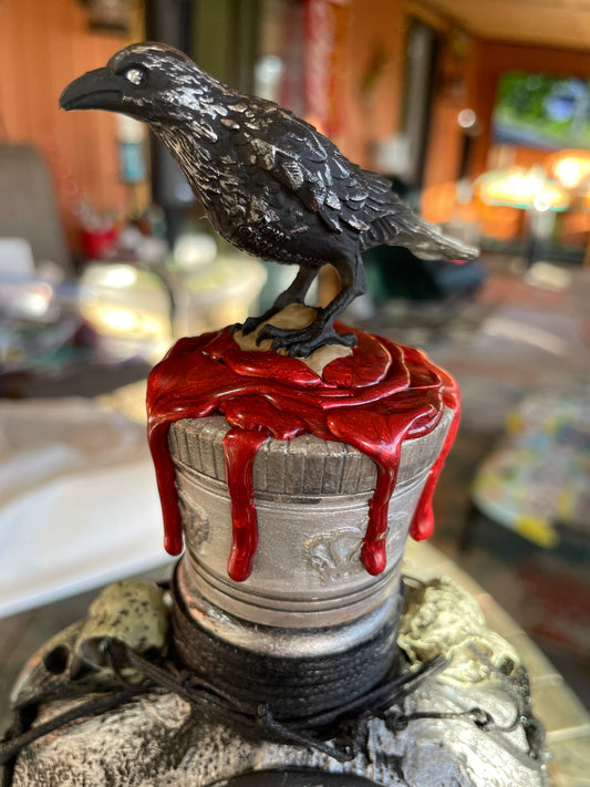 Raven Misty Moon Bottle With LED Lights Handcrafted Glass Art Piece