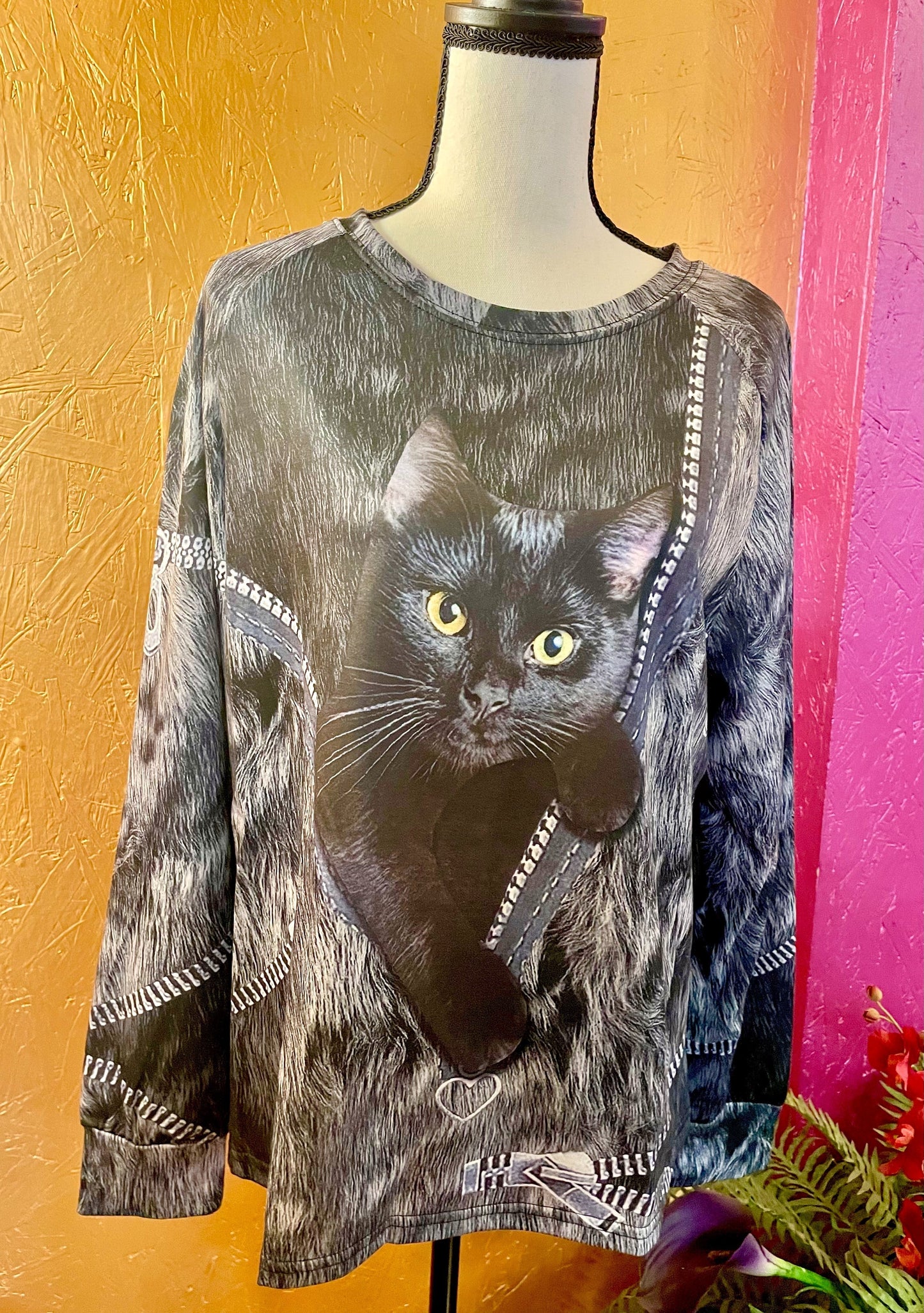 3D Black Cat Top