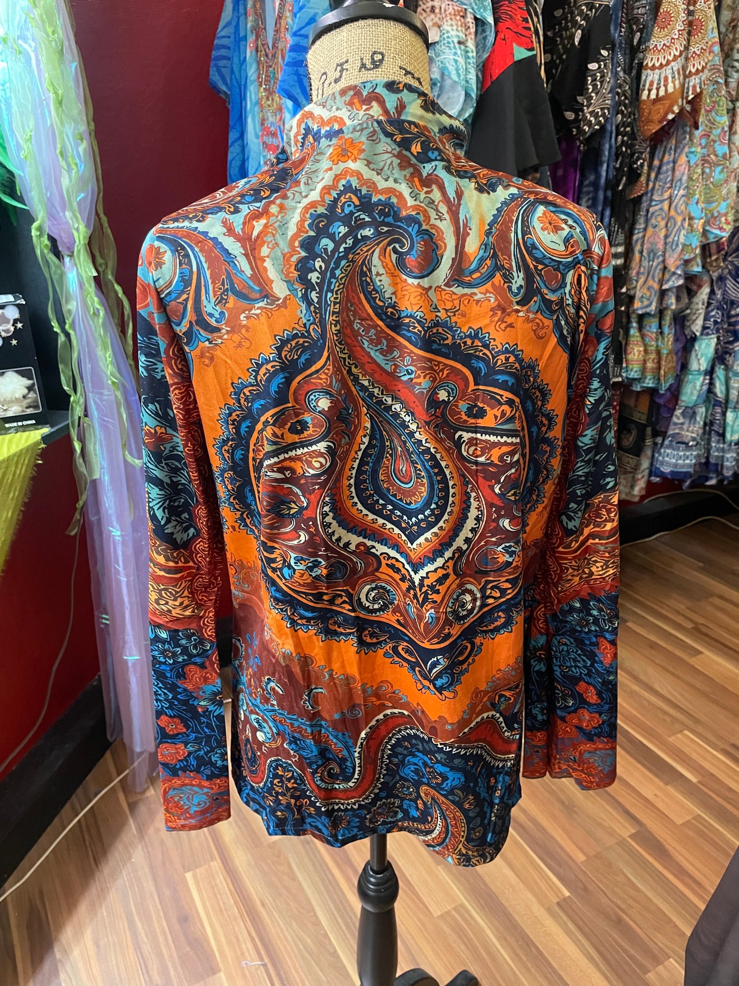 Soft Long Sleeve Paisley Cardigan Boho Cozy Layering Piece