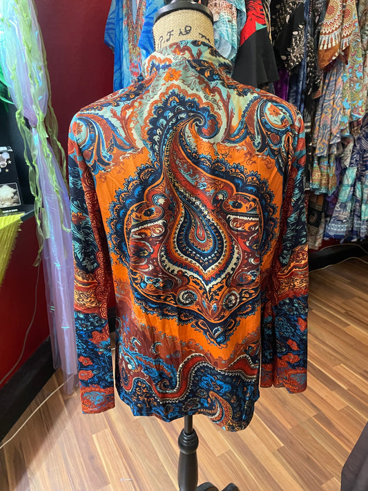 Soft Long Sleeve Paisley Cardigan Boho Cozy Layering Piece