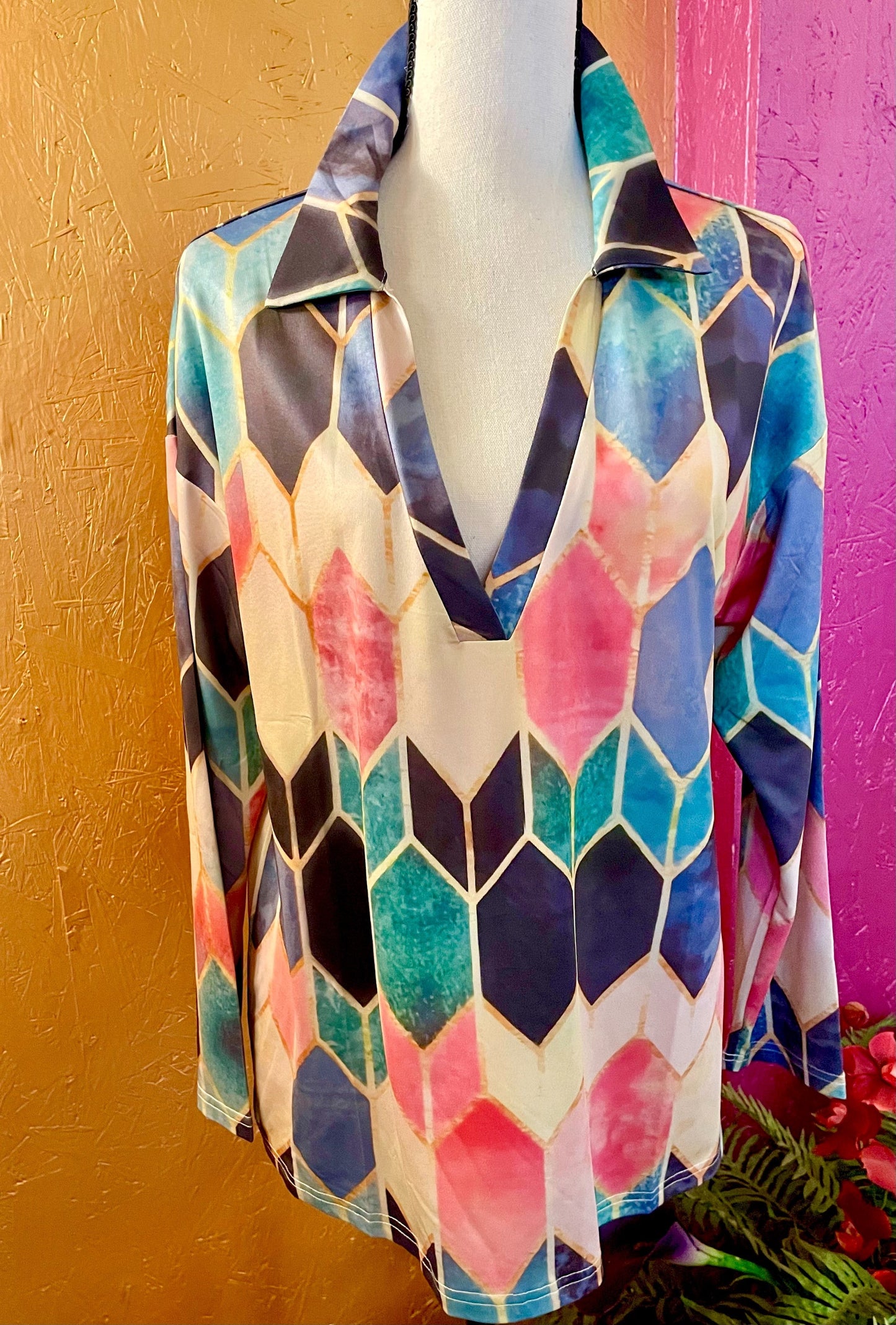 Geometric Pattern Ladies Top