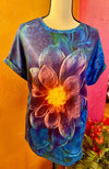Ladies Lotus Print Short Sleeve Shirt