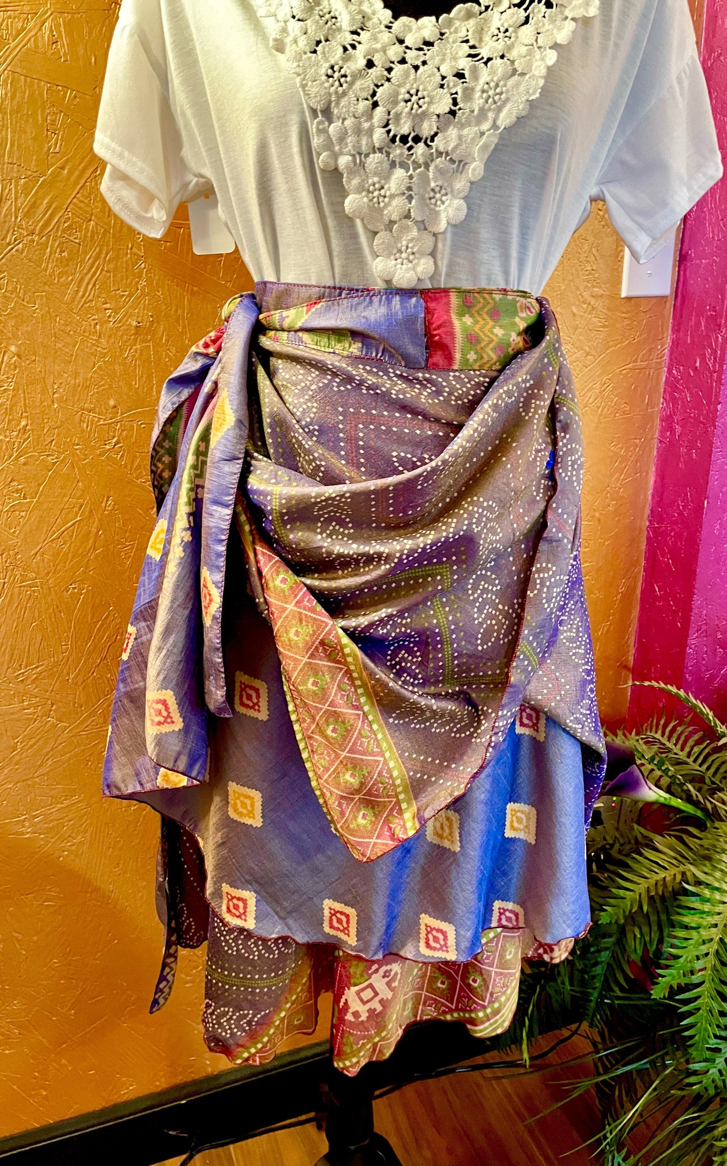 Boho Wrap Skirt Blue