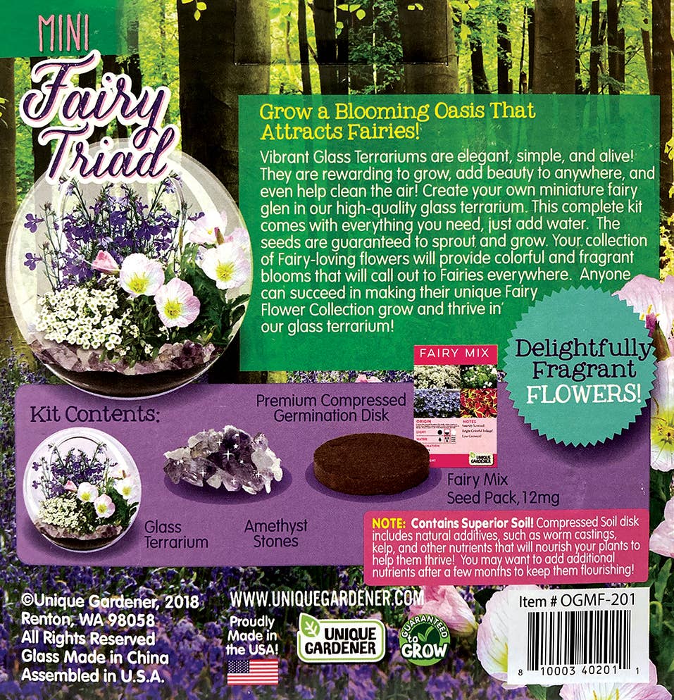 Mini Fairy Triad Glass Terrarium
