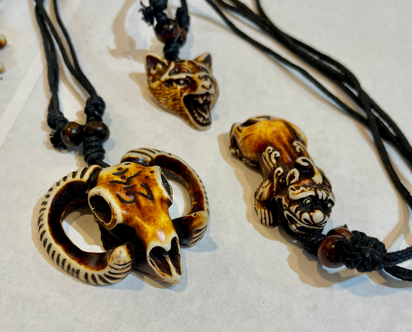 Carved Animal Bone Necklaces Handcrafted Artisanal Jewelry