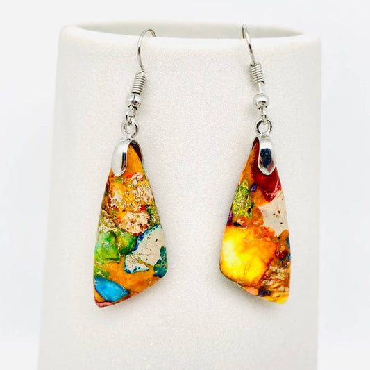 Colored Emperor Stone Geometric Agate Chakra Earrings Copper Nickel Free Lead Free Stylish Dainty Jewelry Gift For Her