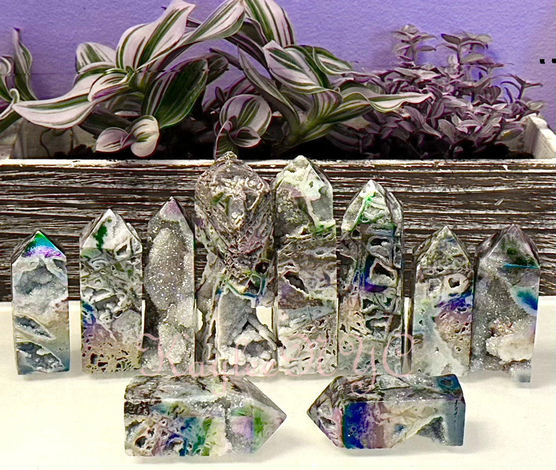 Angel Aura Druzy Sphalerite Obelisk Tower Point