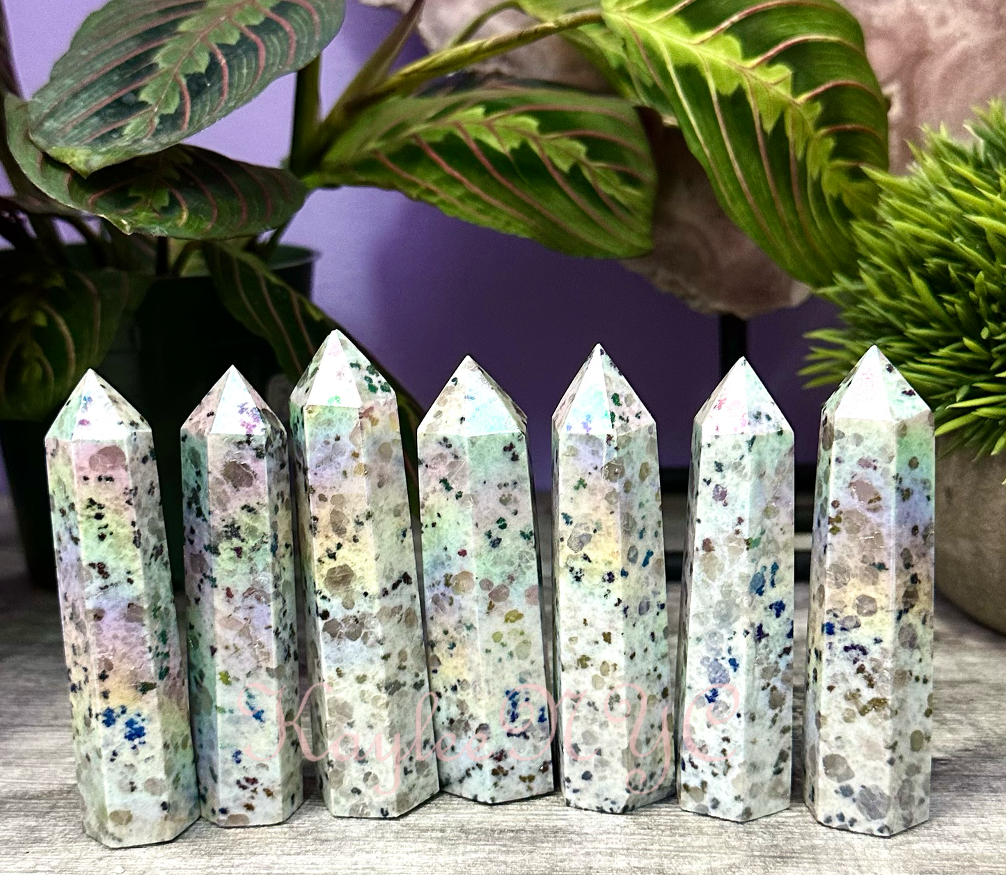 1 Lb Aura Kiwi Jasper Obelisk Tower Crystal Point