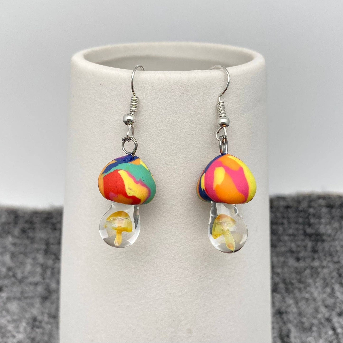 Multi Style Polymer Clay and Glass Mushroom Earrings