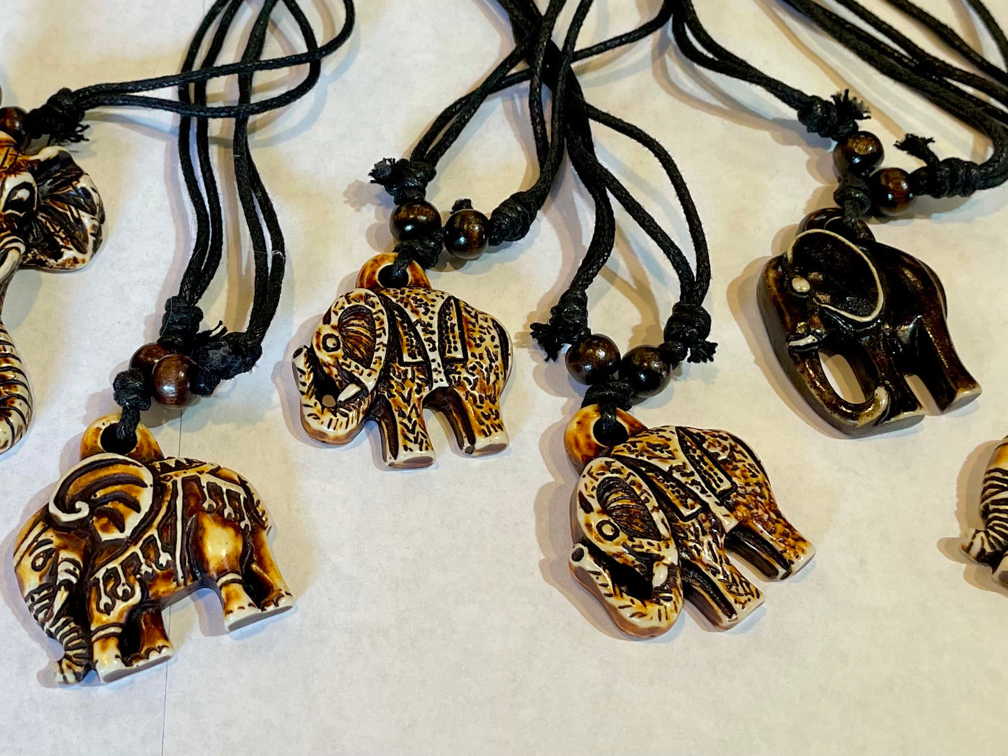 Carved Bone Elephant Necklaces