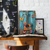 Retro Guitar Floral Design Vibrant Colors Wall Art 8x12