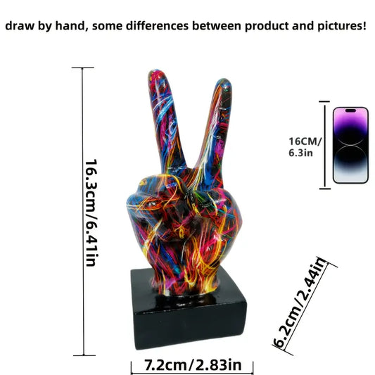 Peace Sign Sculpture Vibrant Abstract Art Decor For Homes