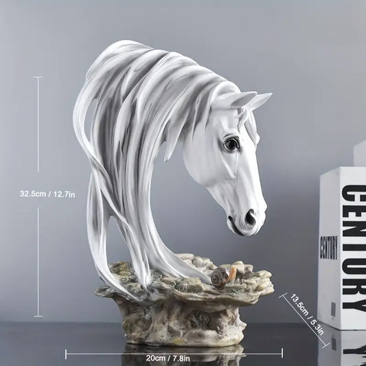 Elegant Resin Horse Head Statue With Intricate Details