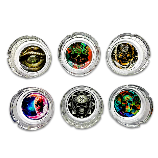 Smokezilla Glow In The Dark Glass Ashtray Assortment- 6/Pack