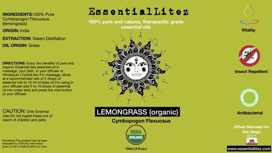 100% Pure Essential Oil (Lemongrassy) 15ml USDA ORGANIC