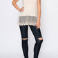 Soft Relaxed Tank With Delicate Floral Laced Hem -