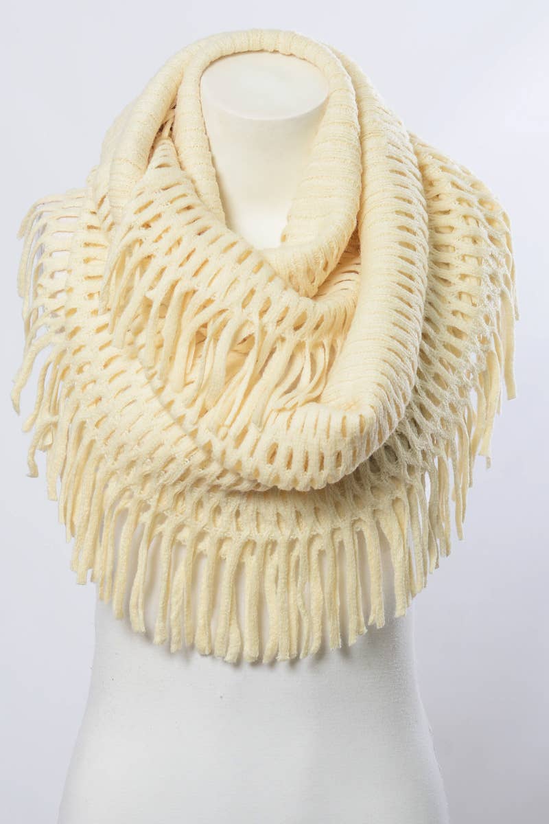 Tassel Fringe Knit Infinity Scarf – Cozy & Stylish 🧣