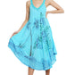 Tropical Palm Tree V Neck Tie Dye Umbrella Dress 19319