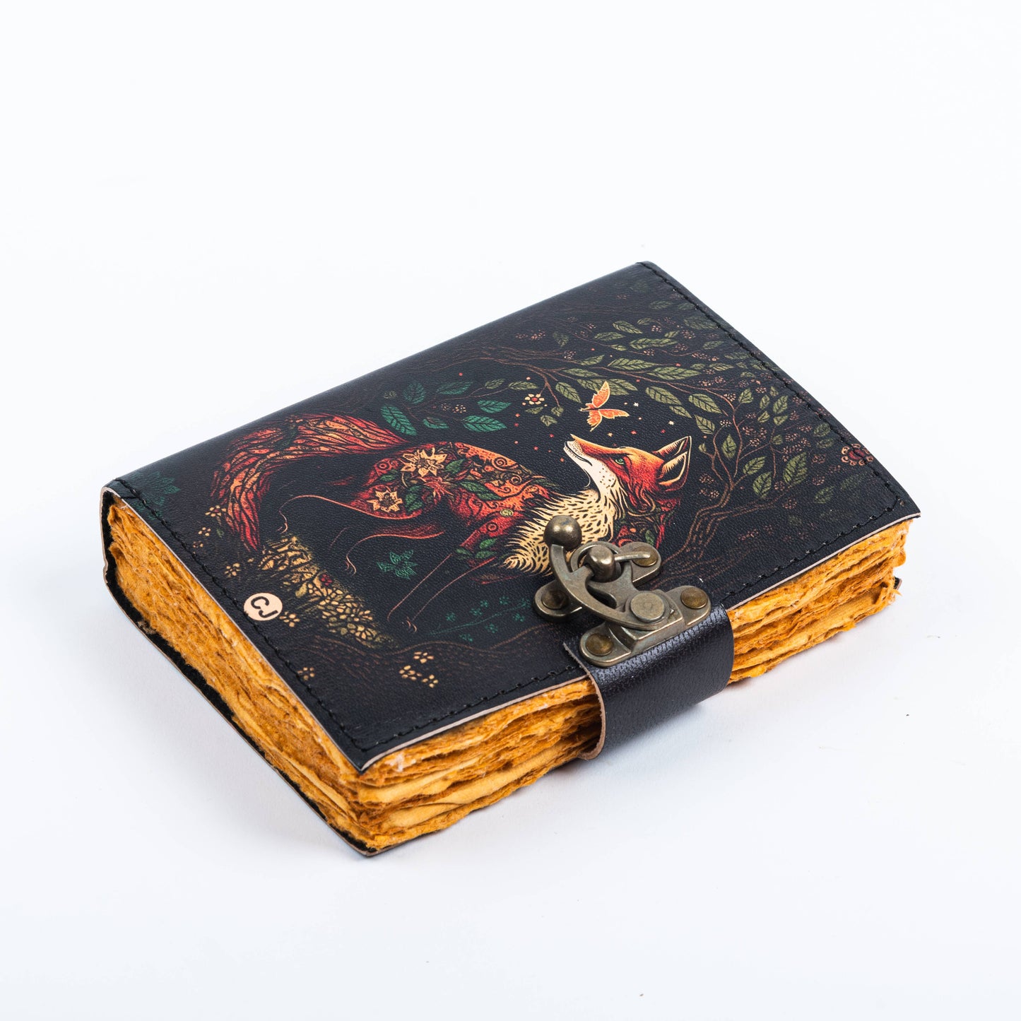 Traveler Leather Journal With Wolf Print Vintage Pages