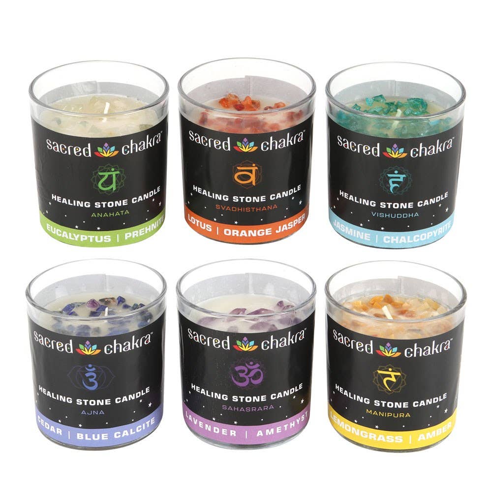 8cm Chakra Healing Stone Crystal Chip Candle