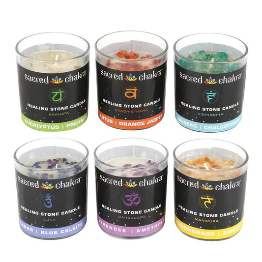 8cm Chakra Healing Stone Crystal Chip Candle