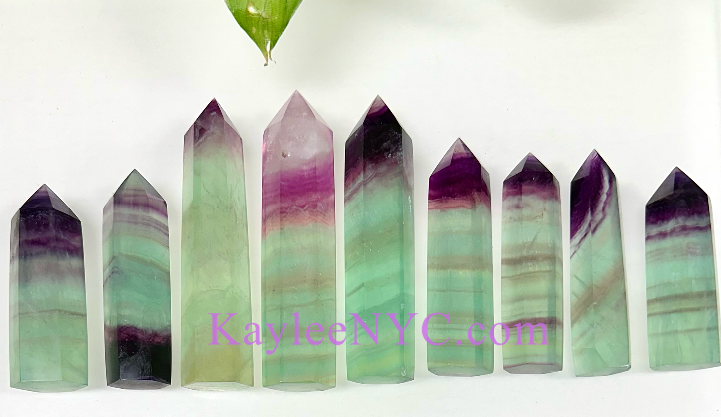 2 Lb Natural Watermelon Fluorite Obelisk Tower Crystal