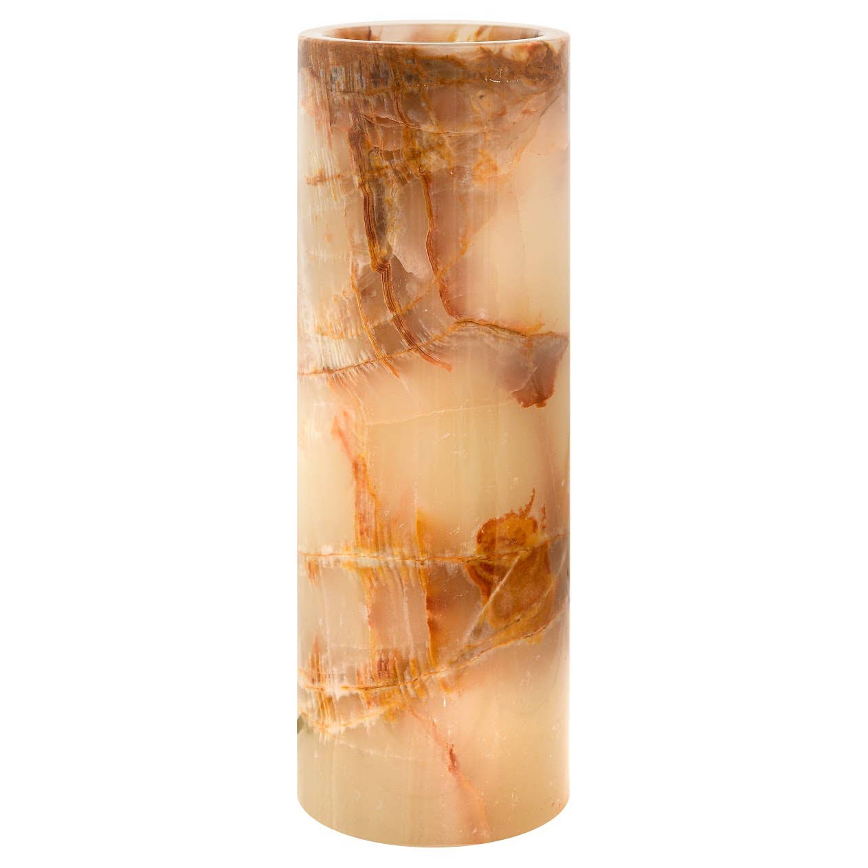 Elegant Handcrafted Onyx Table Lamp - Cylinder showcases premium onyx marble, adding elegance and warmth to any space.