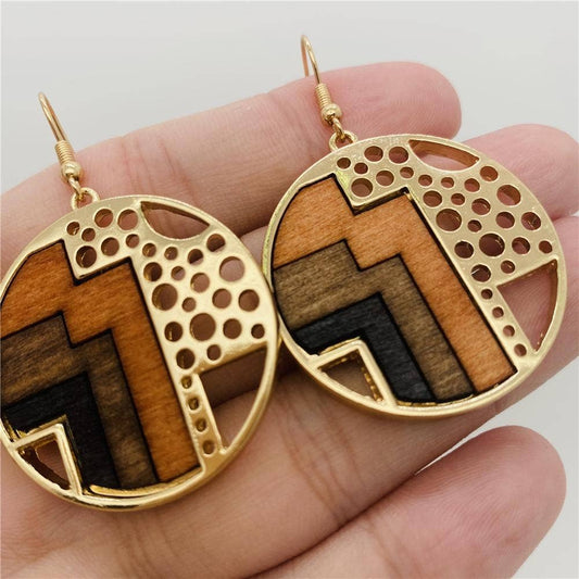 Wood Geometric Earrings