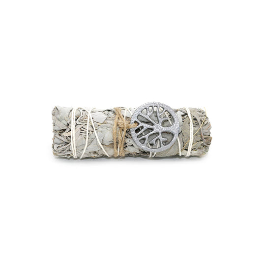 White Sage Smudge Stick with Tree of Life Charm (4 in.)