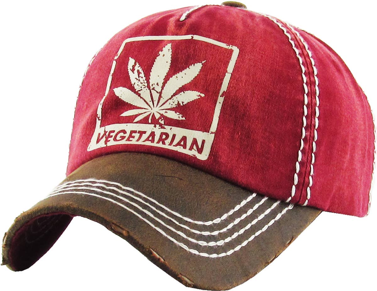 MARIJUANA LEAF VEGETERIAN VINTAGE BALLCAP