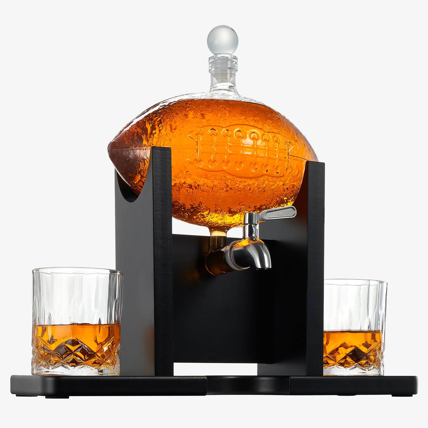 Football Decanter Set with 2 Whiskey and Wine Glasses 1400mL Barware Gift for Football Fans and Game Day Decor