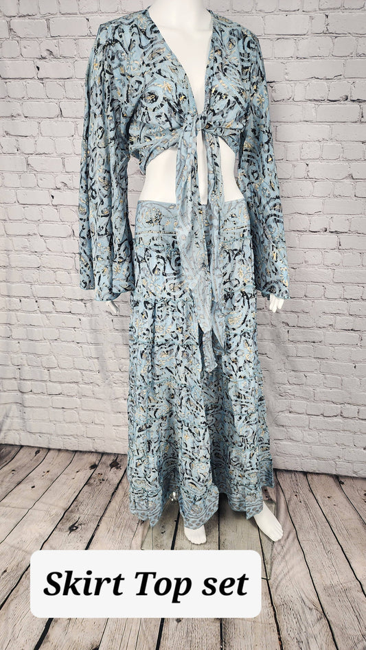 Boho Skirt Top Set, bohemian outfit, Case of mixed colors